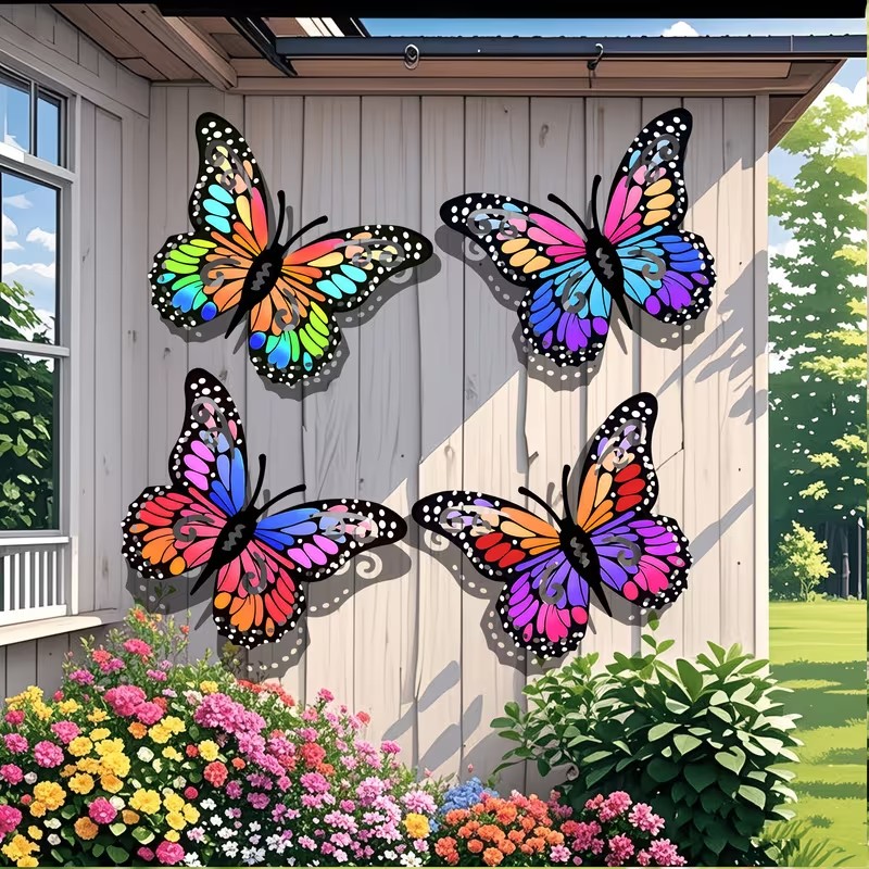 Art Craft Butterfly - 4 قطع من تماثيل الفراشات المعدنية