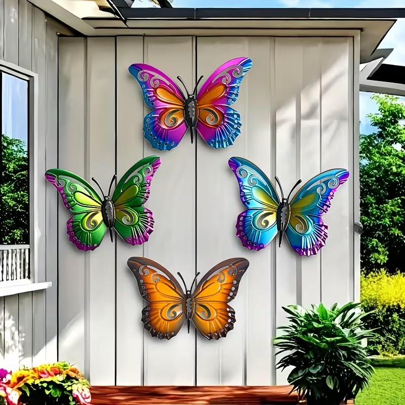 Art Craft Butterfly - 4 قطع من تماثيل الفراشات المعدنية