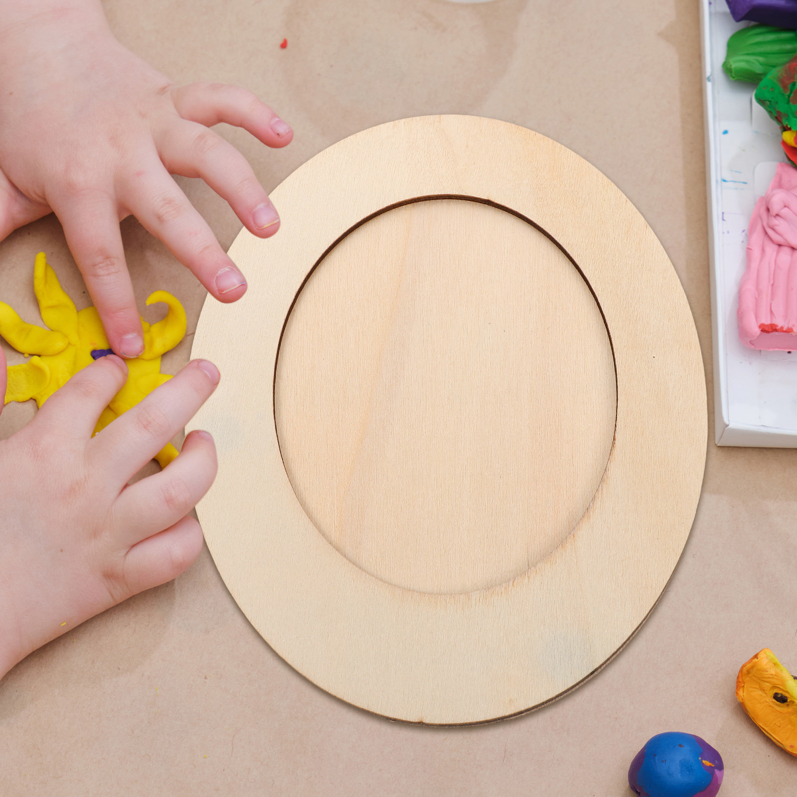 Art Craft Activities For Preschoolers - إطار صور خشبي بيضاوي غير مكتمل