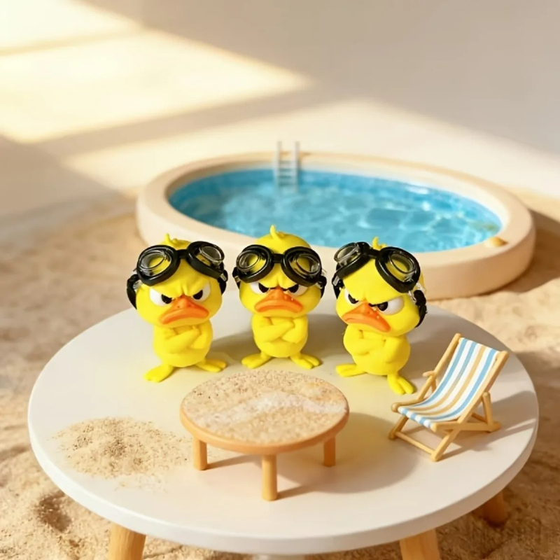 Art Craft Duck - تمثال بطة غاضبة مع نظارات سباحة،
