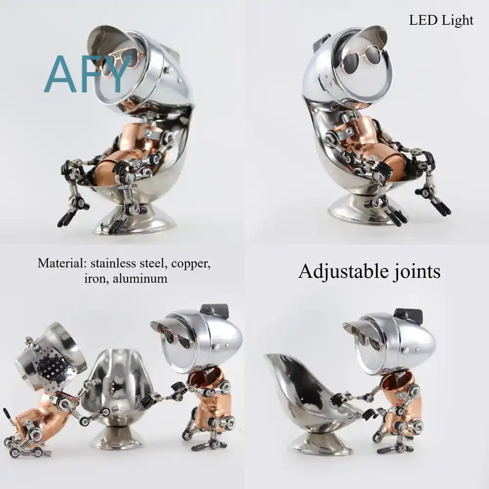 Art Craft Robot - مصباح روبوت معدني بتصميم بانك للزينة