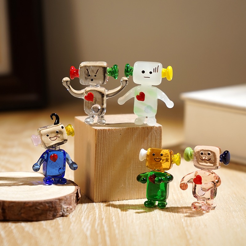 Art Craft Robot - لطيف الوجه روبوت يدويا الزجاج المنمنمات